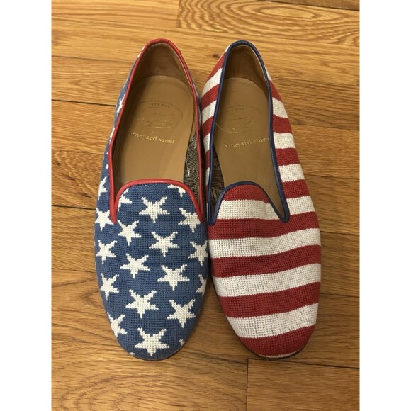 Vineyard Vines Stubbs & Wootton Flats Loafers Stars Stripes American Flag 8 - Picture 2 of 15